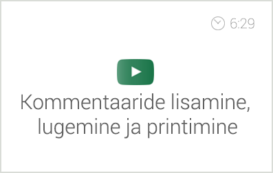 Exceli alg- ja kesktaseme koolituse e-kursuse alateema 'Kommentaaride kasutamine' video 'Kommentaaride lisamine, lugemine ja printimine'. Autor: Asko Uri, KehaMeeleKool / Kasulik Koolitus
