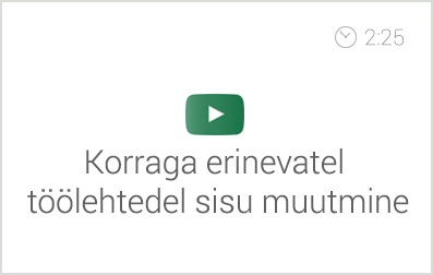 Exceli alg- ja kesktaseme koolituse e-kursuse alateema 'Töölehed' video 'Korraga erinevatel töölehtedel sisu muutmine'. Autor: Asko Uri, KehaMeeleKool / Kasulik Koolitus