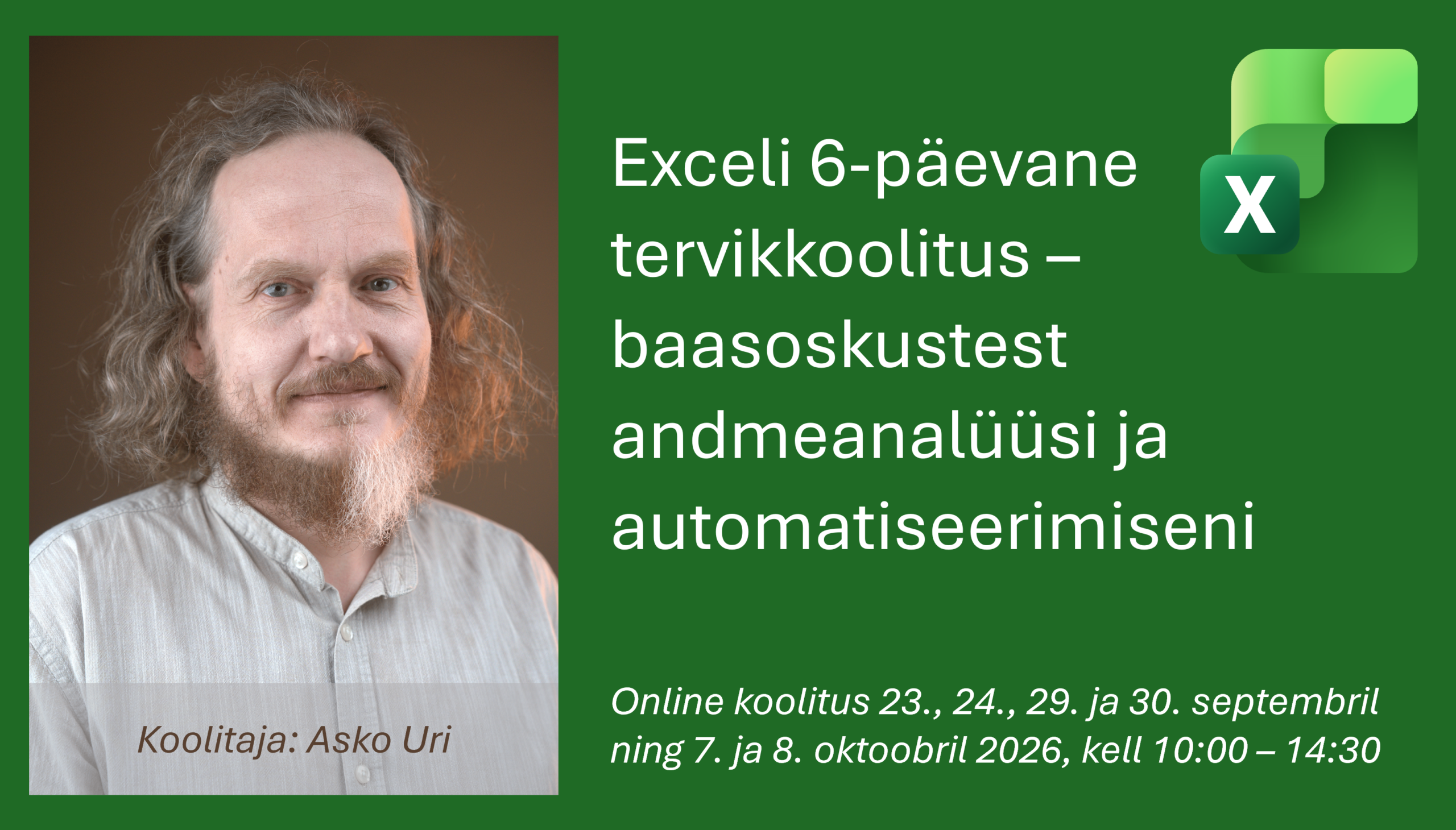 Exceli 6-päevane tervikkoolitus – baasoskustest andmeanalüüsi ja automatiseerimiseni